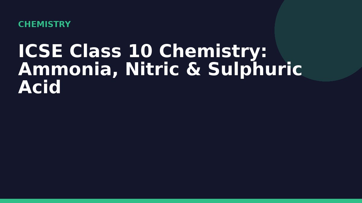 ICSE Class 10 Chemistry: Ammonia, Nitric & Sulphuric Acid