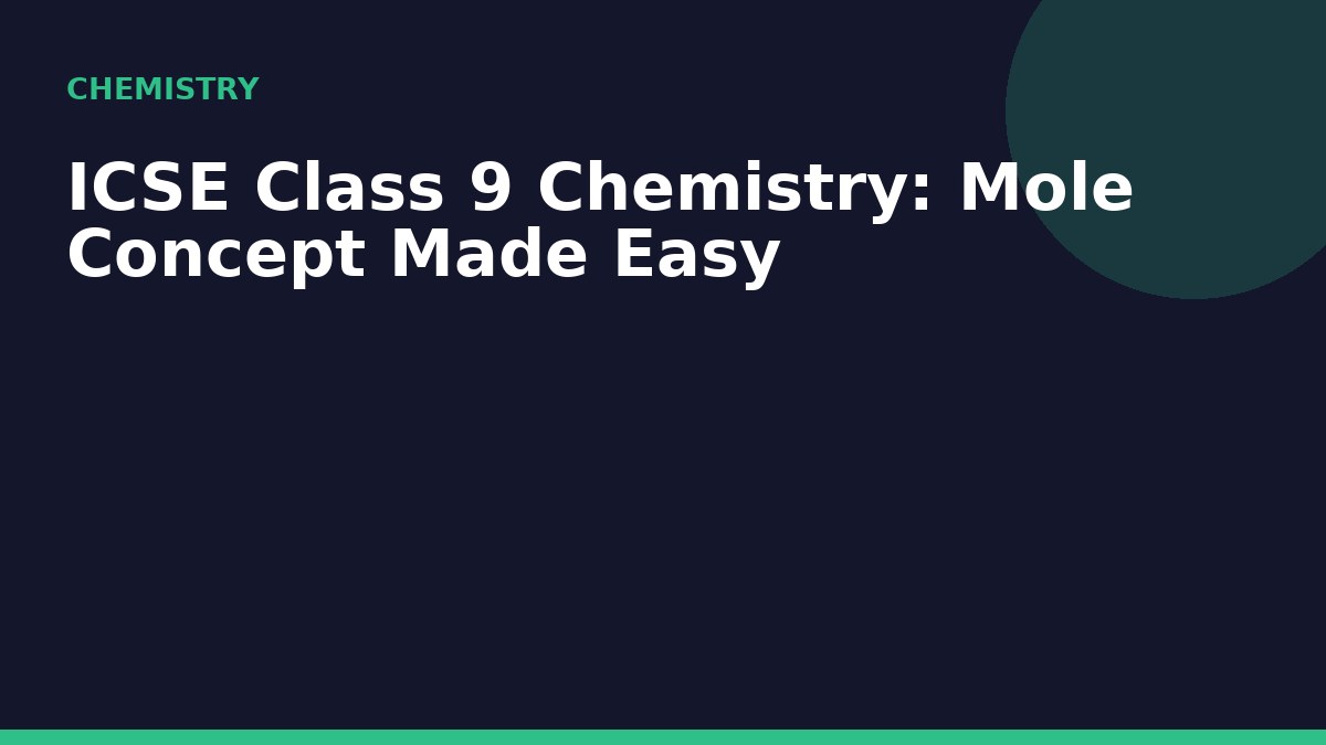 ICSE Class 9 Chemistry: Mole Concept Made Easy